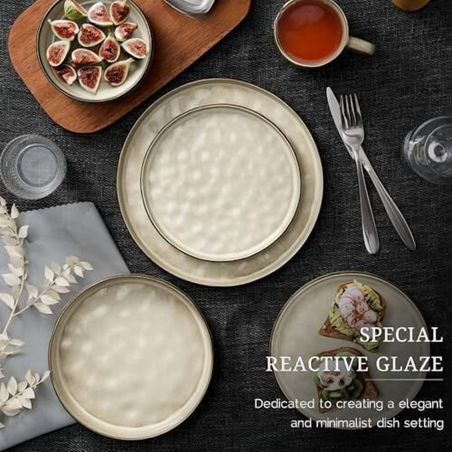 Stoneware Dinnerware Set Khaki 6-Piece 2