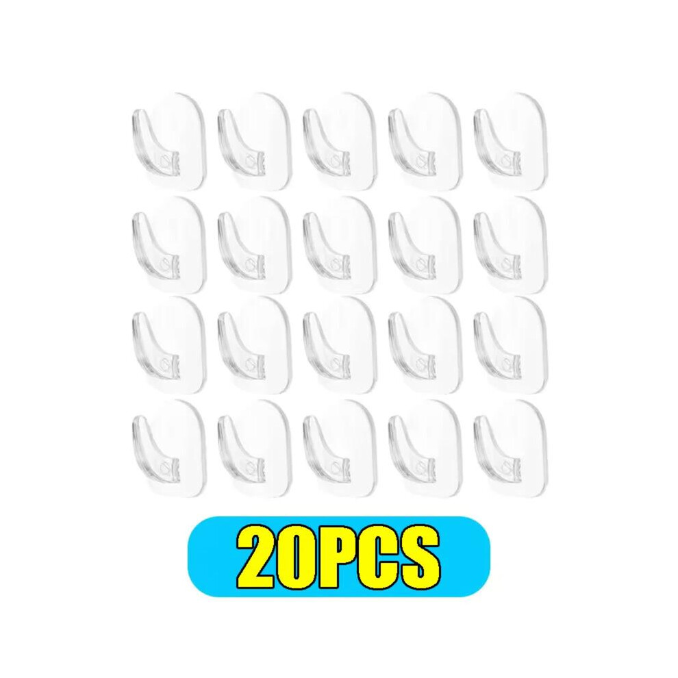 (20PCS) 50PCS Mini Clear Wall Hooks Self Adhesive Transparent Sticky Hanger Wall Decor Hook Home Kitchen Bathroom Storage Organi