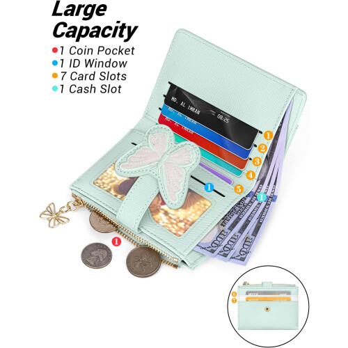 Γυναικείο Πορτοφόλι RFID Butterfly Slim PU Δερμάτινο Δίπτυχο με Θήκη για Κέρματα και 1