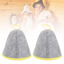2 pièces de bonnets de sauna en feutre de laine, unisexe, gris/jaune