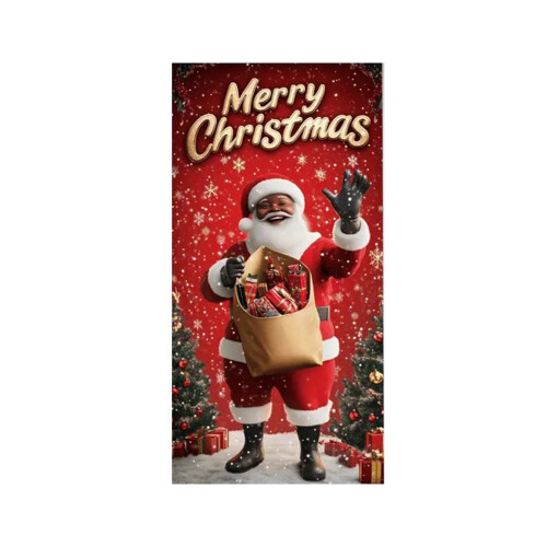 Faixa de Natal com Papai Noel e Boneco de Neve para Porta, 35x71 polegadas 1