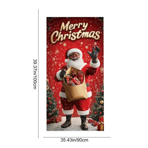Faixa de Natal com Papai Noel e Boneco de Neve para Porta, 35x71 polegadas 2