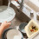 Drainage & Filter Basket, Triangular Sink Strainer with Twist-Open Bottom, Kitchen Sink Corner Rack for Draining & Storage Beige 2