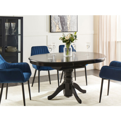 Beliani Extending Dining Table AKRON Black 106/150 cm 106 cm 1
