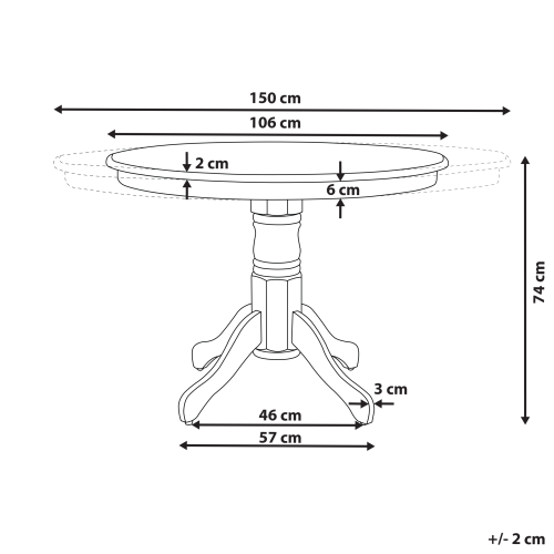 Beliani Extending Dining Table AKRON Black 106/150 cm 106 cm 2
