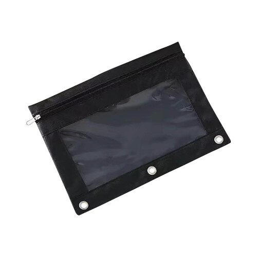 Wzzjkit Διαφανής κασετίνα μολυβιών PVC 3 οπών με φερμουάρ, αποσπώμενος φάκελος, μεγάλη 1