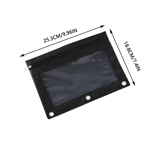 Wzzjkit Διαφανής κασετίνα μολυβιών PVC 3 οπών με φερμουάρ, αποσπώμενος φάκελος, μεγάλη 2