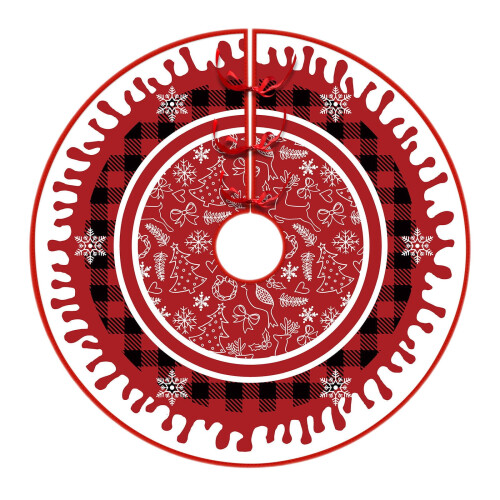 Weihnachtsbaumdecke Rot Weiß Schneeflockenmuster 122 cm 1