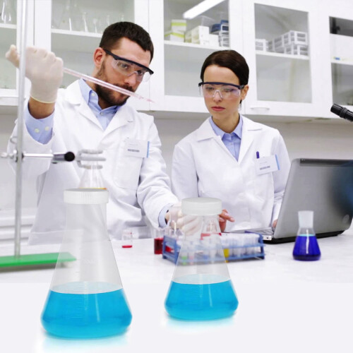 Ensemble de 3 flacons de chimie en polypropylène blanc 2