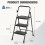 3 Step Ladder, Black Metal, Folding Portable Lightweight Step Stool 4