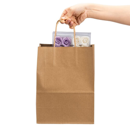 Τσάντες δώρου από καφέ χαρτί kraft με λαβές (5,9x3,15x8,26) 1