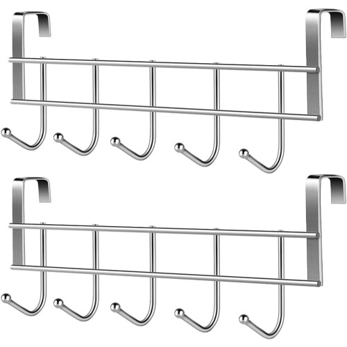 Metal Over-Door Hanger with 5 Hooks – 2 Pack 1