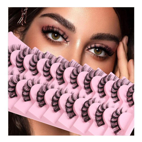 3D Ρωσικές Βλεφαρίδες με Strip, Wispy Faux Mink DD Curl, 10 Ζεύγη 1