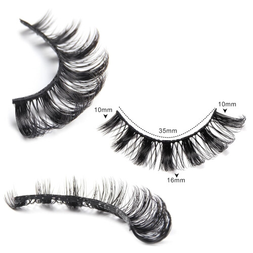 3D Ρωσικές Βλεφαρίδες με Strip, Wispy Faux Mink DD Curl, 10 Ζεύγη 2