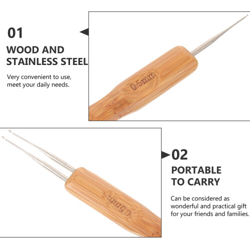 Ganchillo de acero inoxidable para rastas, madera ergonómica 1