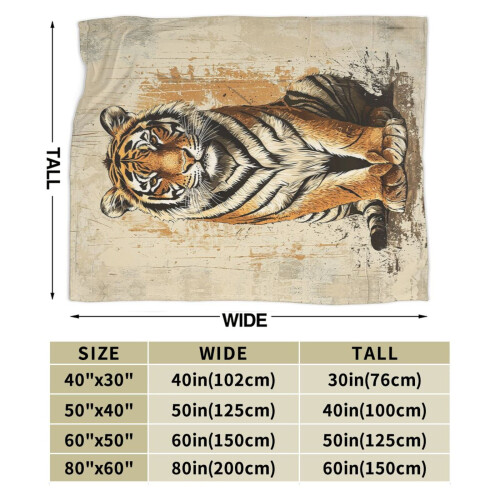 Vintage Tiger Throw Bunket Εξαιρετικά μαλακές, άνετες διακοσμητικές κουβέρτες φανέλας για το 1