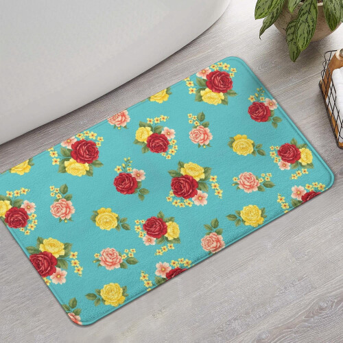 Χαλί μπάνιου Pioneer Flower Floral, αντιολισθητικό χαλάκι μικροϊνών με επένδυση από 1