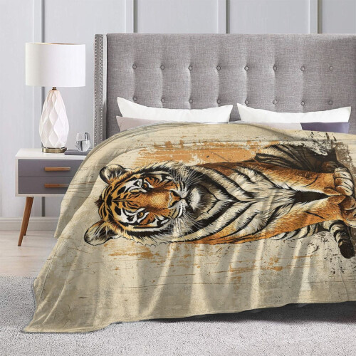 Vintage Tiger Throw Bunket Εξαιρετικά μαλακές, άνετες διακοσμητικές κουβέρτες φανέλας για το 2
