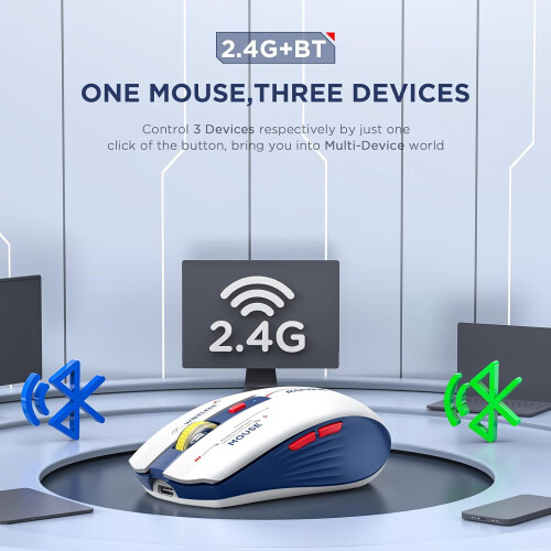 Draadloze Bluetooth-muis met drie standen, oplaadbaar (1 stuk) 1