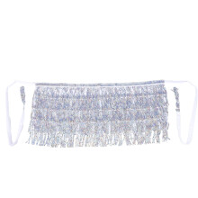 4Pièces Jupe Argentée Frange Et Sequins Pour Danse Et Soirée Costume