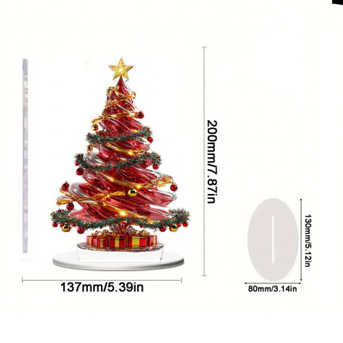 Christmas Tree Figurine Glass Ornament 2D Mini Clear 2