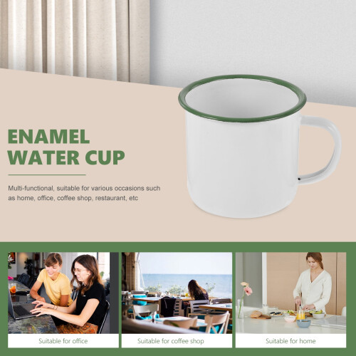 Vintage Emaillebecher-Set, 2er-Set – 360 ml, Weiß 2