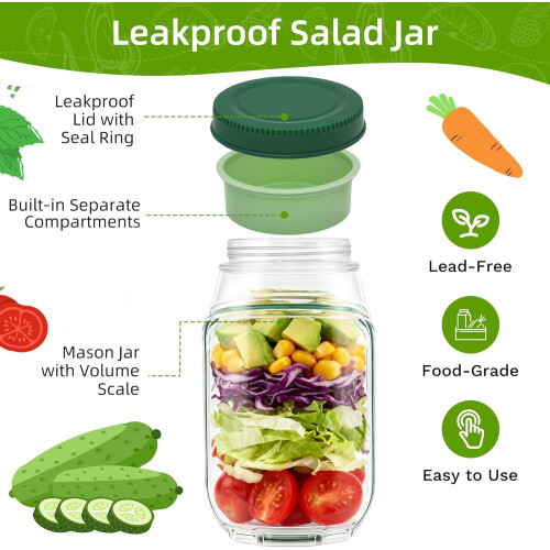 Salatglas med indbygget dressingrum 4,5 kopper 2