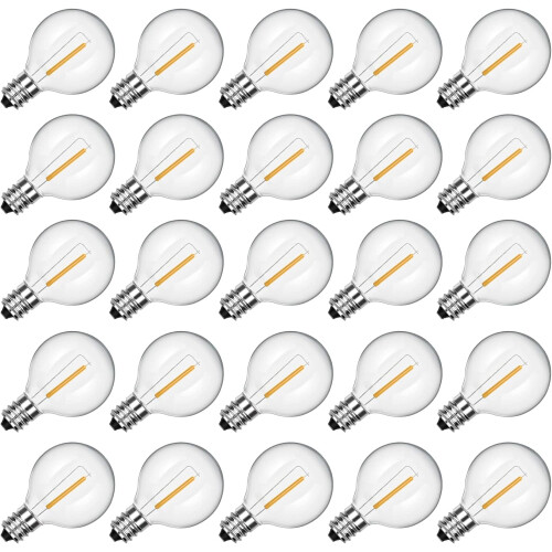 Λαμπτήρες JINYUN-25 τεμ. G40LED, 0.6W, βάση E12/C7, 1.5", 2700K θερμό λευκό, ανθεκτικοί στη θραύση 1