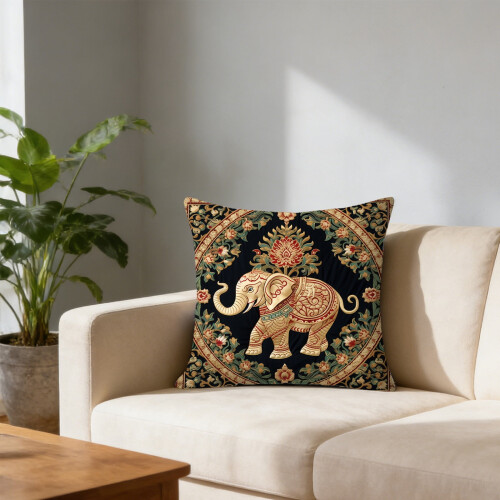 Vintage elefantpudebetræk bohemsk polyester 45x45 cm 1