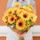 Girasoli artificiali in seta, 8 pezzi con 7 steli 7