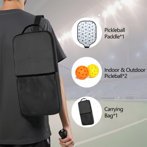 Σετ κουπιών Pickleball με λουλούδια από fiberglass, 2 τεμάχια με μπάλες 1
