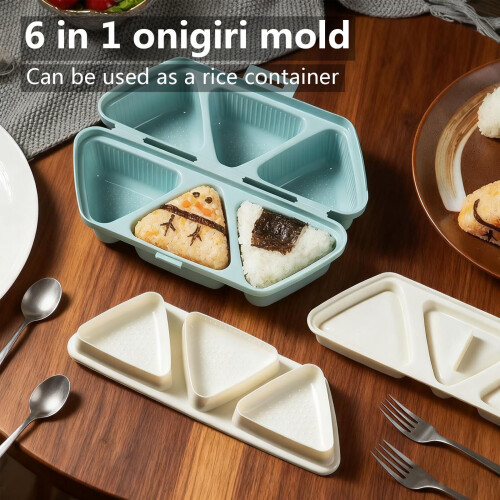 Φόρμα Onigiri 6 σε 1 | Αντικολλητική μηχανή μπάλων ρυζιού για 6 τριγωνικά σούσι | 2