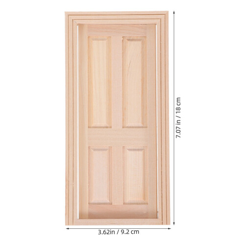 OUNONA Μίνι Ξύλινη Πόρτα για Κουκλόσπιτο1: 12 DIY Πόρτα Μινιατούρα Ξύλινη Πόρτα 2