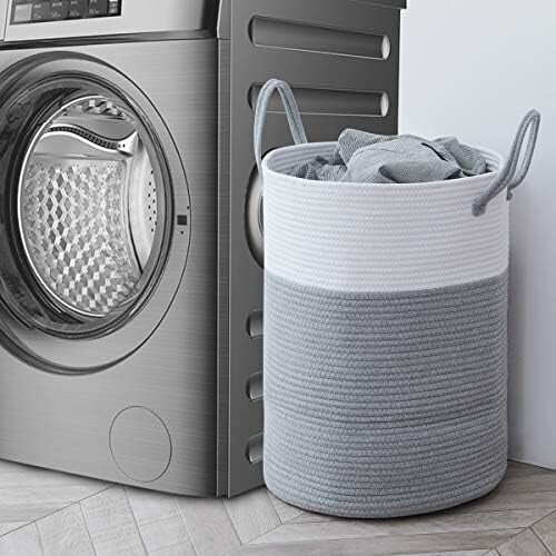 Cesto de roupa suja de corda de algodão 58L 2