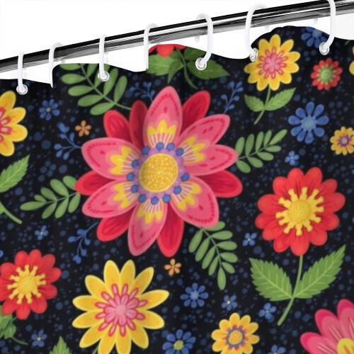 Cortina de chuveiro com estampa floral, 84x72 polegadas, com 12 ganchos. 2