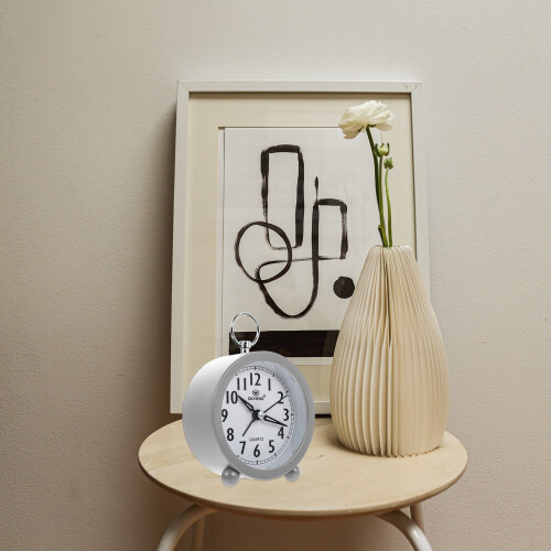 Round Alarm Clock for Kids Vintage Grey 1