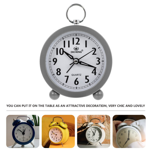 Round Alarm Clock for Kids Vintage Grey 2