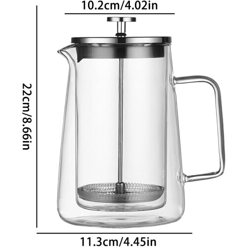 Γυάλινη καφετιέρα γαλλικού τύπου, ανθεκτικό στη θερμότητα βοριοπυριτικό γυαλί 1