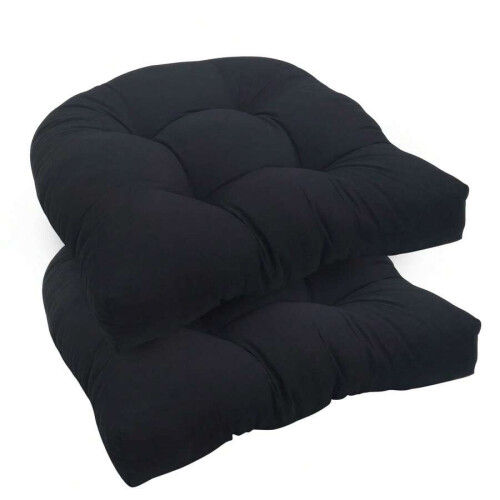 Conjunto de 2 almofadas para cadeiras de jardim de 48x48 cm (19x19 polegadas) com estofamento capitonê e resistentes à água - Almofadas de assento 1