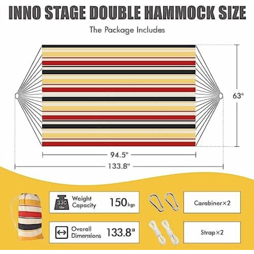 Double Brazilian Hammock with Ropes, 350 lb Capacity 1
