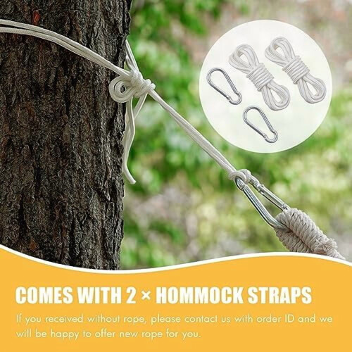 Double Brazilian Hammock with Ropes, 350 lb Capacity 2