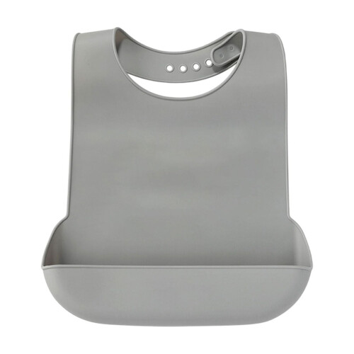 Adjustable Silicone Bib for Adults Gray Large 1
