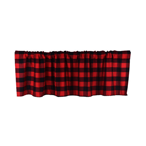 Black Red Checkered Window Valance Rustic Plaid 55x15 in 1