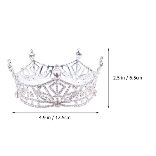 Corona vintage con strass per donna – Lega, rotonda, 6,5x 1