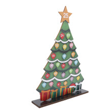 Calendario dell'Avvento a forma di albero di Natale, legno di faggio, base stabile