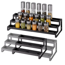 3-Tier Spice Rack Organizer Expandable, Seasoning Organizer, Metal Display Shelf, Slip-Resistant Design