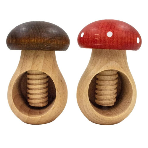 2pcs "Mushroom & Toadstool" Wooden Nutcracker Set Nut Shelling Tool, Multi-Functional Walnut Cracker