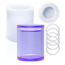 Silicone Resin Mold for Cylinder Storage Box with Lid and 5 Rings, Ideal for Epoxy Casting and DIY Crafts
