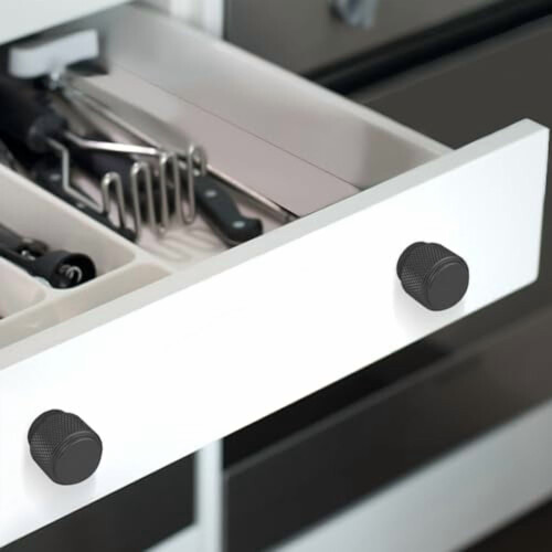 Møbelknop Aluminium Sort Oxideret Diamantmønster 6-pak 1