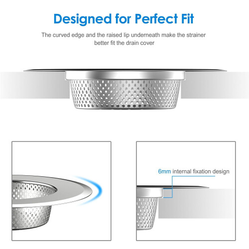 3PCS Steel Kitchen Sink Mesh Strainers Basket Drain Stainless Filter 4.5" 1